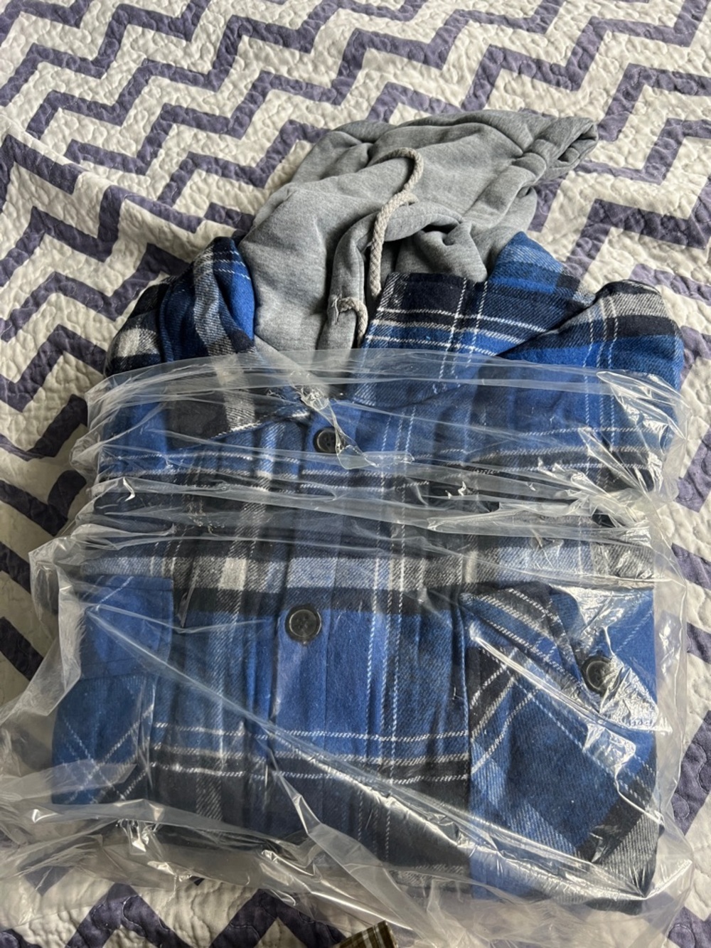 Blue Plaid Military-Style Field Jacket